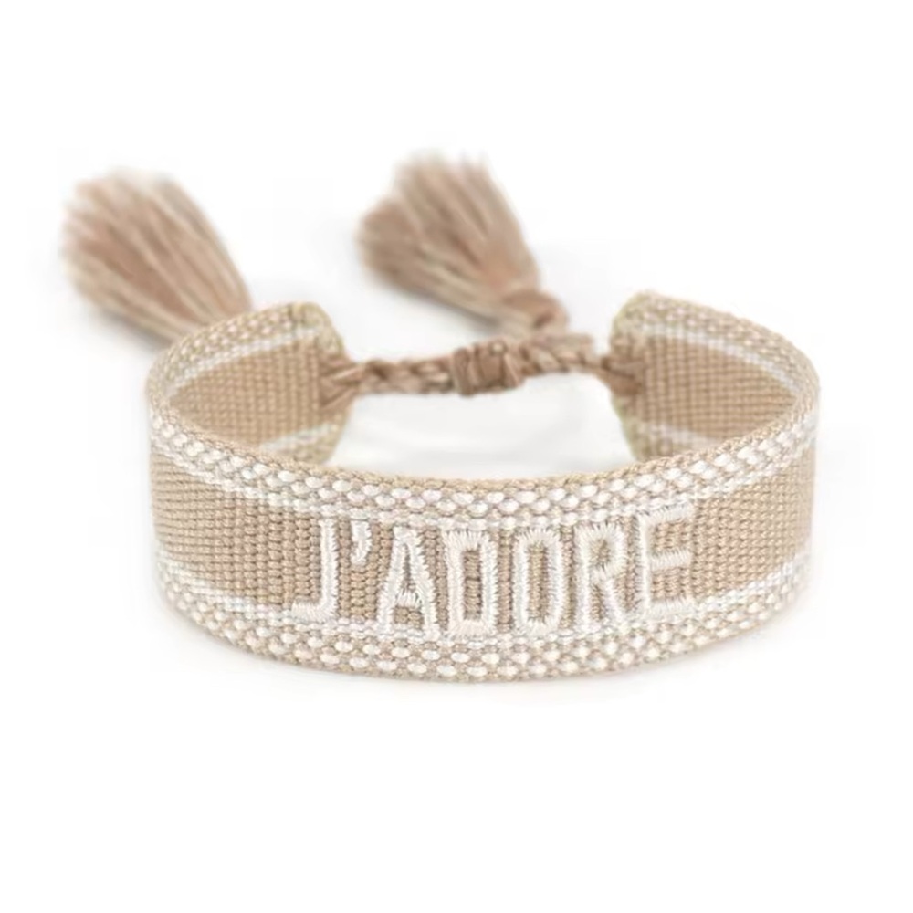 Beige and White Woven Bracelet